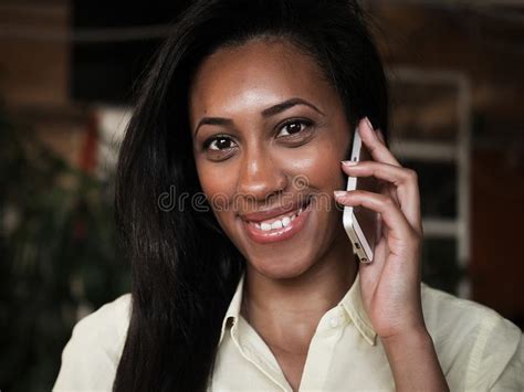 African American Woman Talking On A Mobile Phone Black People Stock