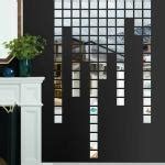 Buy Look Decor Silver Square Silver 3D Acrylic Mirror Wall Sticker