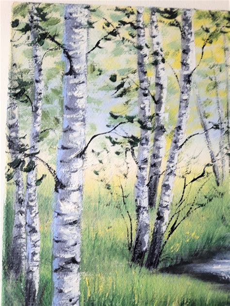 Birke Baum Malerei Original Kunstwerk Lgem Lde Birke Baum Etsy