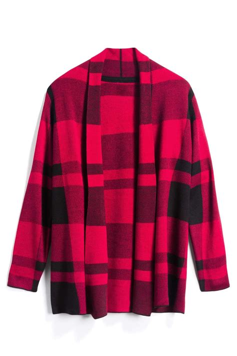 Cozy Red Plaid Cardigan For Stylish Outfits