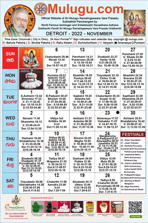 Detroit Telugu Calendar 2022 November Mulugu Calendars Telugu