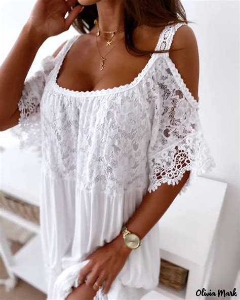 Olivia Mark Contrast Lace Off The Shoulder Maxi Dress Maxi Dress