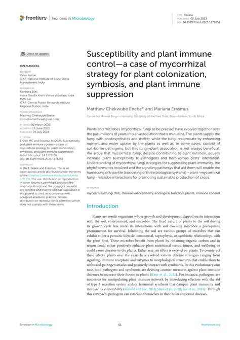 PDF Susceptibility And Plant Immune Controla Case Of Mycorrhizal