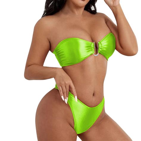 Szxzygs Sexy Bikini Women Bandeau Bandage Bikini Set Push Up Brazilian