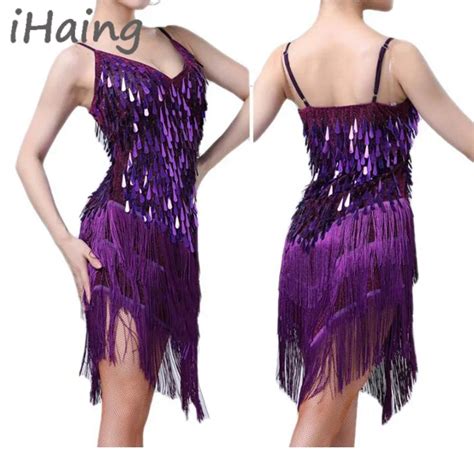 Women Sequin Latin Dance Dress Adult Classical Fringe Roaring Flapper