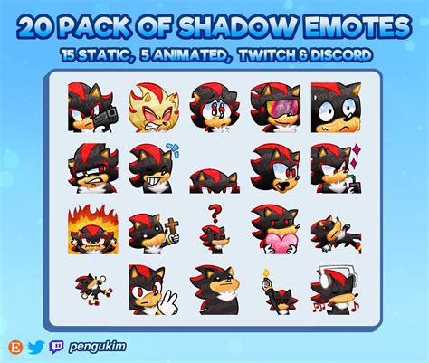 Shadow The Hedgehog Static Animated Emotes For Twitch Etsy Ireland