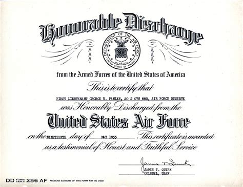 Honorable Discharge Certificate Template