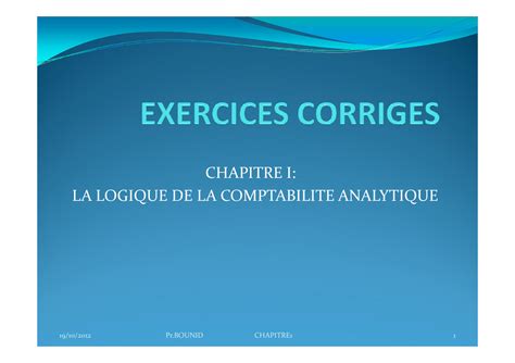 Solution La Logique De La Comptabilite Analytique Exercices Studypool