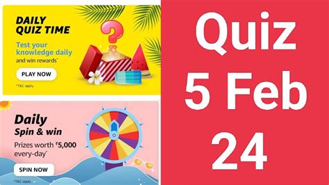 Daily Amazon Quiz Time Daily Amazon Spin And Win Quiz 5 Feb 24 YouTube