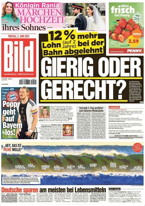 Newspaper Bild Germany Newspapers In Germany Friday S Edition June