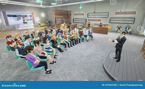 Metaverse Avatars of People Seminar Online in Virtual Worlds, 3d Render Stock Illustration ...