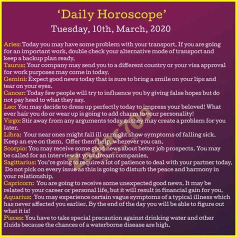 10th March 2020 Daily Horoscope Revive Zone