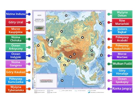 Mapa Fizyczna Azji Rysunek Z Opisami