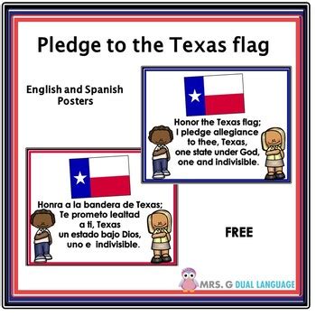 Pledge of Allegiance to the Texas Flag Bilingual Posters Freebie