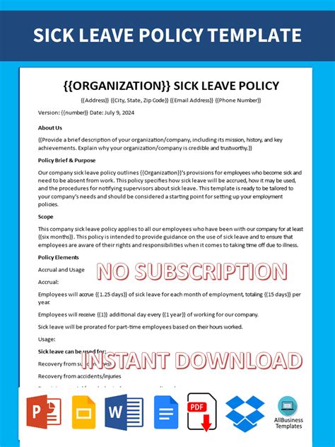 Sick Leave Policy Templates At Allbusinesstemplates