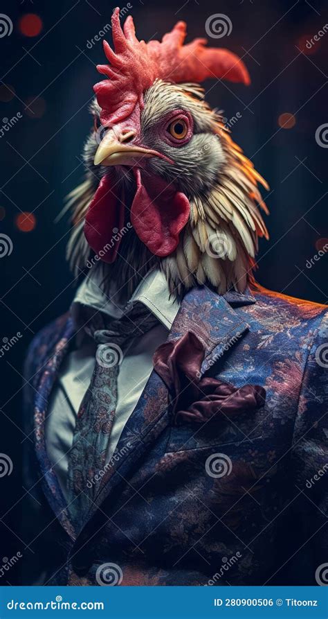 Chicken Dressed In An Elegant Suit With A Nice Tie Stock Illustration