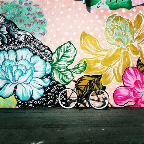 Street Art Graffiti Flower Mural - Mural Wall