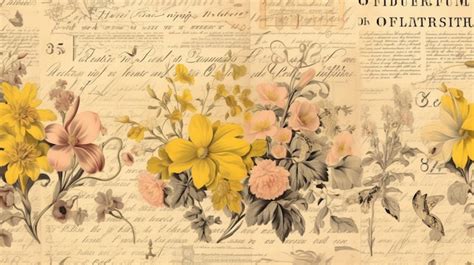 Premium AI Image | Yellow vintage flowers background