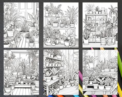 38 Indoor Houseplants Coloring Pages Printable For Adults Grayscale C