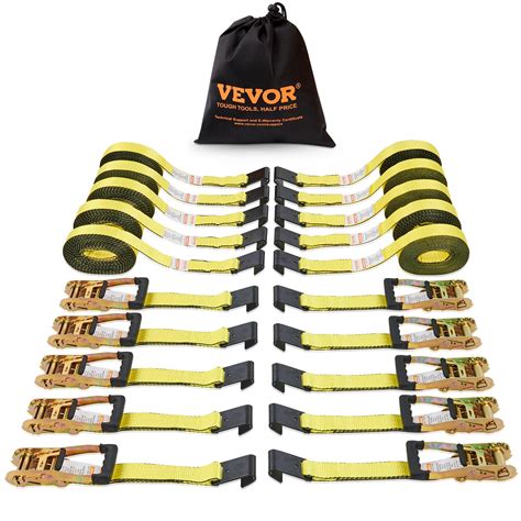 Vevor Flat Hook Ratchet Straps 10pk 10000 Lb Break Strength 2 X