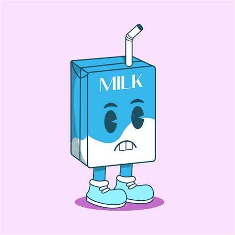 Premium Vector Vector Illustration Of Simple Cartoon Milk Carton Character