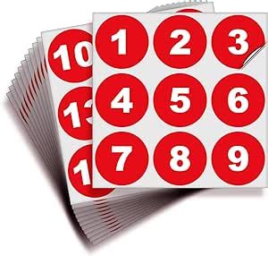 ISYFIX Red Consecutive Number Stickers 1 To 100 2 Inch 1 Set