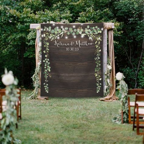 Wedding Backdrop Rustic Wood Botanical Wedding Background Wedding