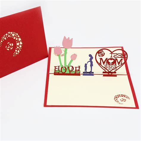 Mothers Day 3d Greeting Cards Love Best Mom Heart Card For Mom Paper