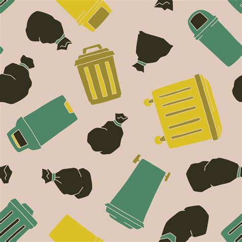 Bin Trash Garbage Seamless Pattern Illustration Design 47894835 Vector