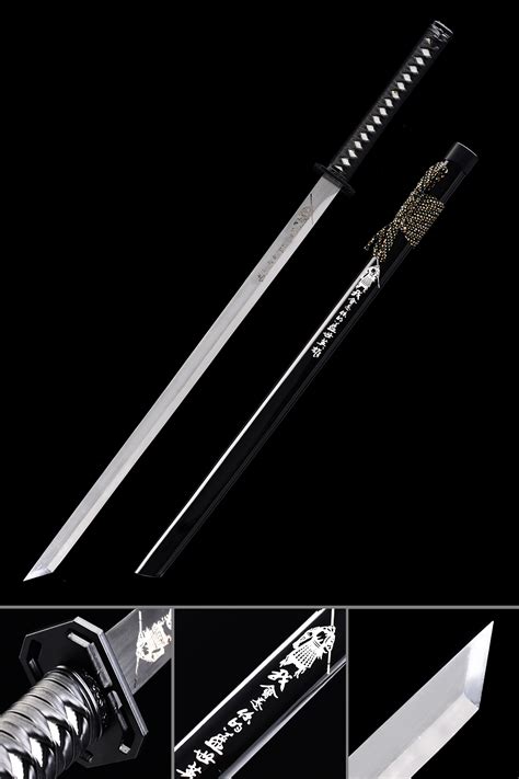 Ninjato Katana Chokuto Ninjato In Manganese Steel With Black Lacquer