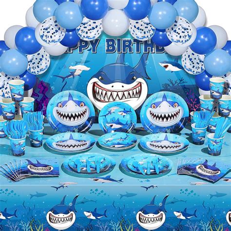 Amazon Yaomiao Pcs Shark Birthday Party Decorations Pack Serve