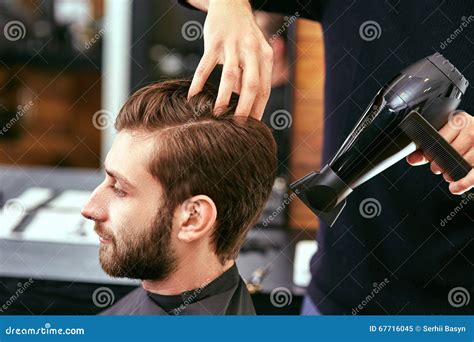 Drying, Styling Men S Hair in a Beauty Salon Stock Image - Image of beard, dryer: 67716045