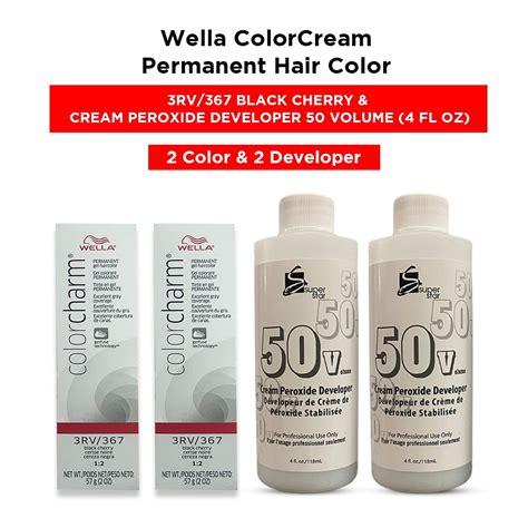 Wella Color Cream Permanent Gel Hair Color 2 Oz 3rv 367 Black Cherry And Cream Peroxide