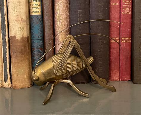 Brass Lucky Cricket Figurine Cricket Statue Paperweight Etsy