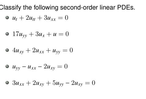 Solved Classify The Following Second Order Linear PDEs U Chegg