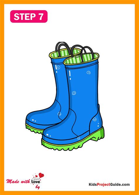 How To Draw Rain Boots: Easy Step By Step Guide | Drawing rain, Rain boots, Gum boot