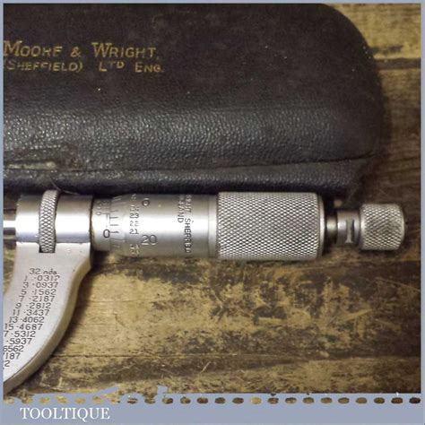 Vintage Moore Wright No B Micrometer In Original Box Good