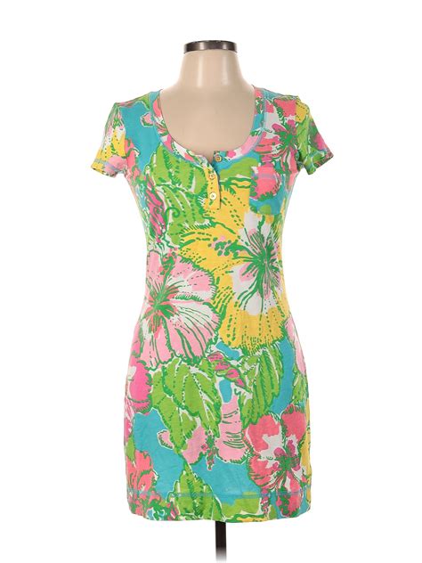 Lilly Pulitzer 100 Pima Cotton Multi Color Green Casual Dress Size S