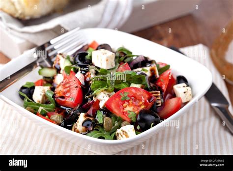 vegetable salad with feta cheese Stock Photo - Alamy