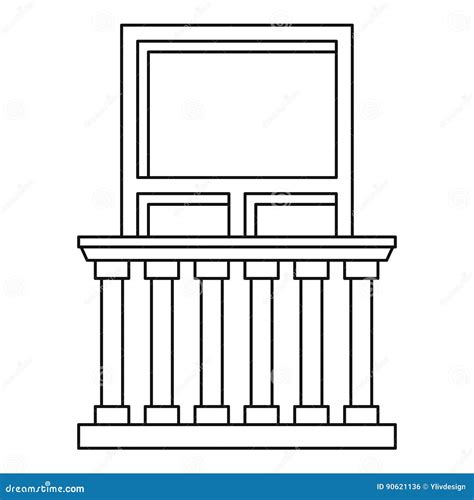 Balcony In Classic Style Icon Outline Style Stock Vector