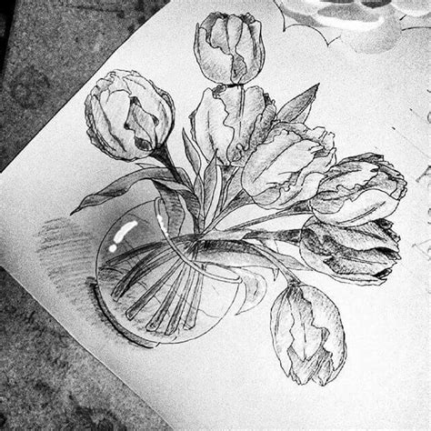 Sketsa Bunga Tulip Yang Mudah ~ Sketsa Pensil