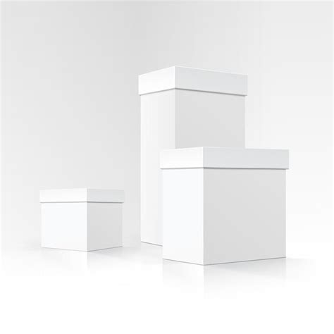 Premium Vector Set Of White Carton Boxes Different Sizes Shapes