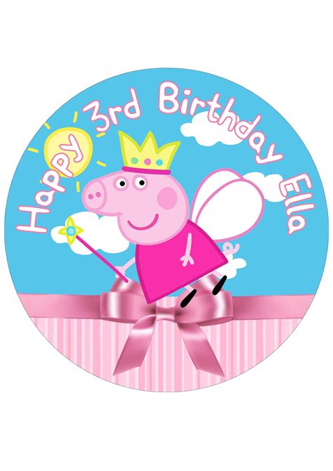 Fairy Peppa Pig Round Edible Cake Image - Itty Bitty Cake Toppers