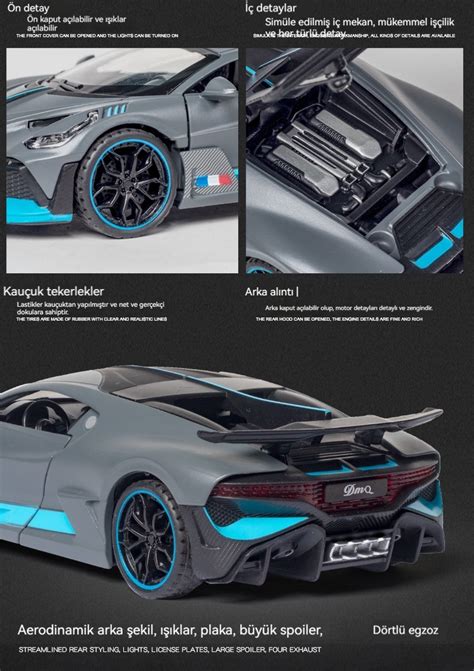 Jzcat1 32 Bugatti Divo Süper Araba Modeli Alaşım Model Araba Gri