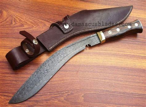 Damascus Steel Kukri Knife With Leather Sheath Damascus Blades