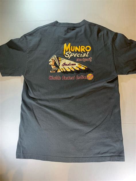 Indian Motorcycle T Shirt Vintage Munro Special Scout Gray Mens