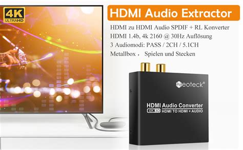 Neoteck Hdmi Audio Konverter K P Hdmi Zu Optischen Spdif Toslink