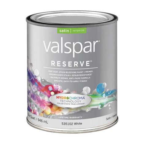 Valspar Reserve White Satin Latex Interior Paint And Primer In One