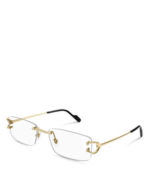 Cartier Signature C 24k Gold Plated Rimless Square Optical Glasses In Natural For Men Lyst