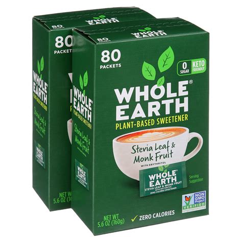 Whole Earth Sweetener Co Stevia Leaf And Monk Fruit Sweetener Sugar Substitute Zero Calorie